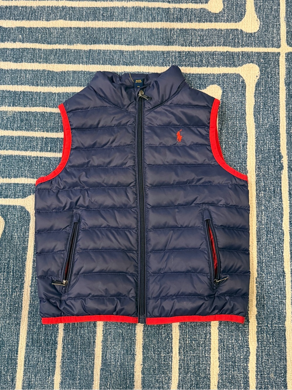Polo Ralph Lauren Boys 3T Navy Puffer Vest Red Trim